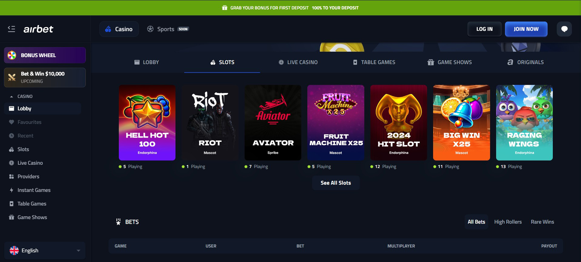AircashBet Casino screenshot 3