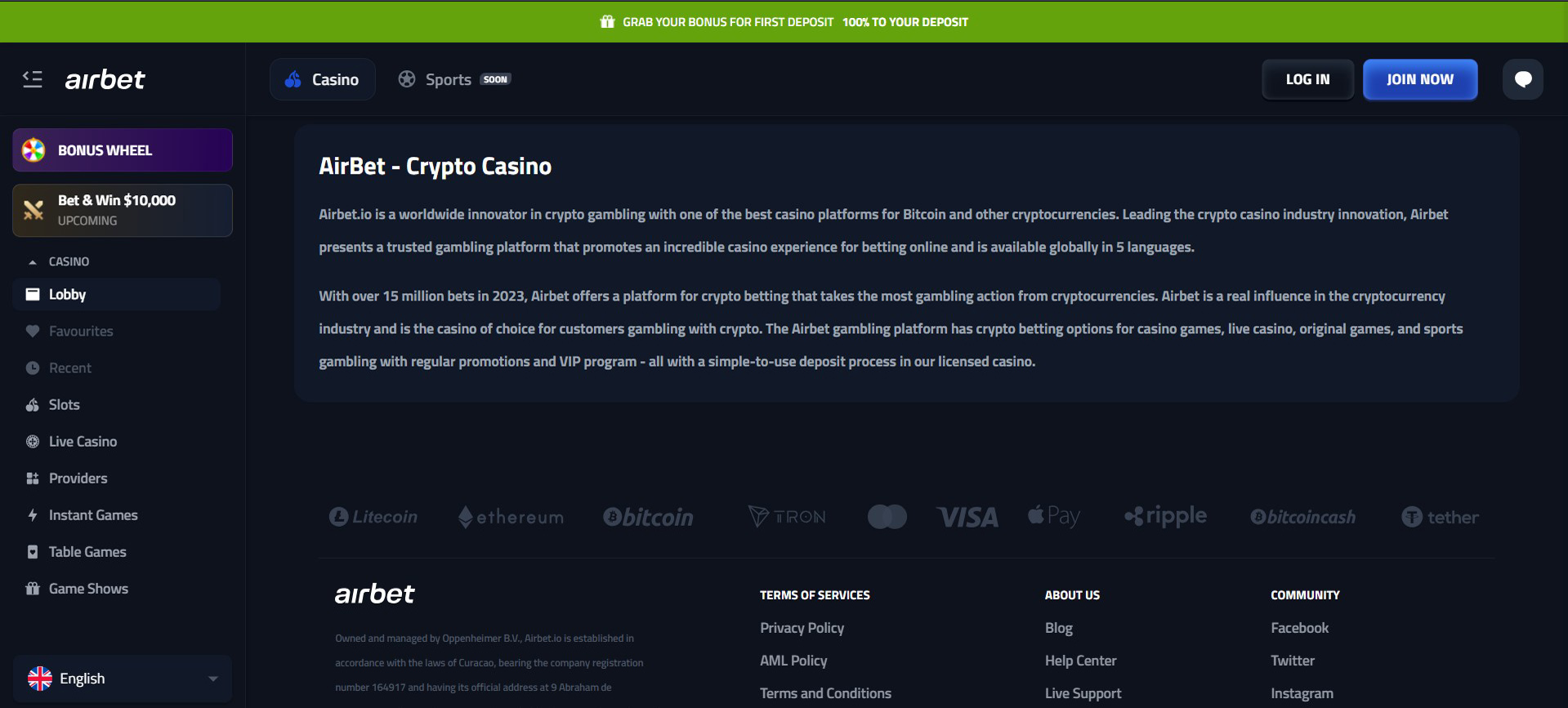 AircashBet Casino screenshot 5