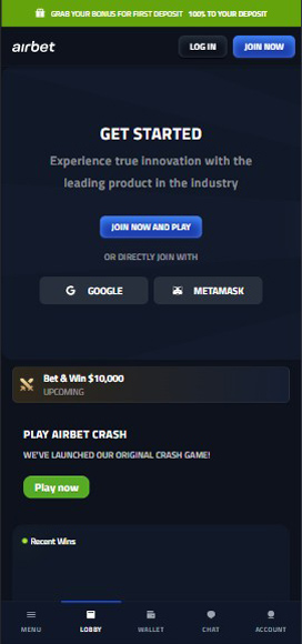 AircashBet Casino mobile home