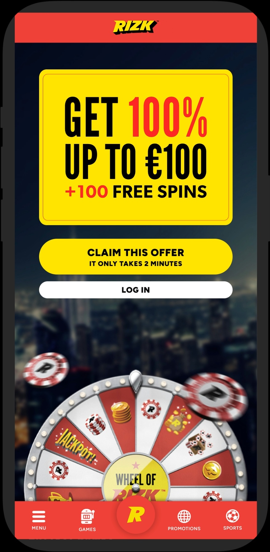 Rizk Casino mobile home